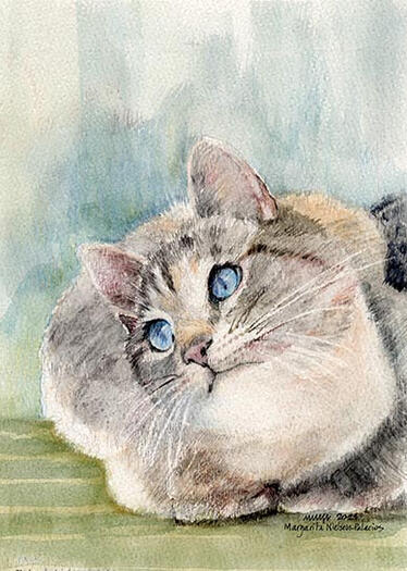 &quot;BLUE EYES&quot; 5.5”x7.25” WATERCOLOR PENCIL