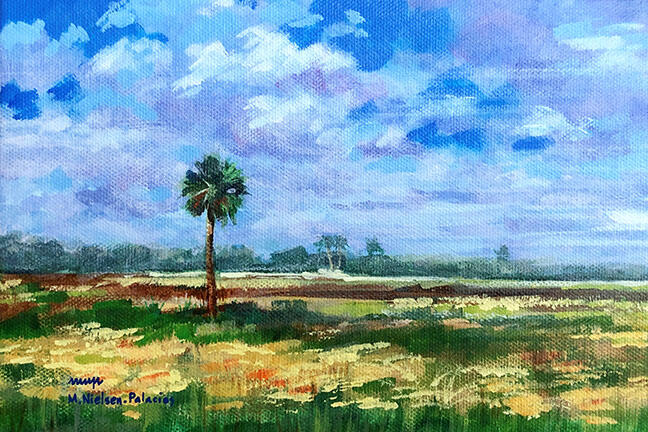 &quot;Lone Palm&quot;, acrylics 9&quot;x6&quot; - SOLD!