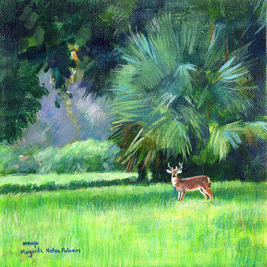 "Florida Deer Life: Dawn" acrylics, 8"x8" - SOLD "Florida Deer Life: Dawn" acrylics, 8"x8" - SOLD